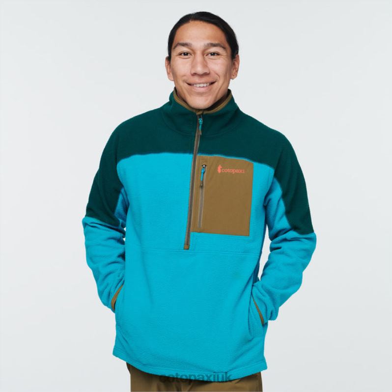Cotopaxi UK - Deep Ocean-Blue Abrazo Half-Zip Fleece Jacket Men Brands Cotopaxi X4X0H468