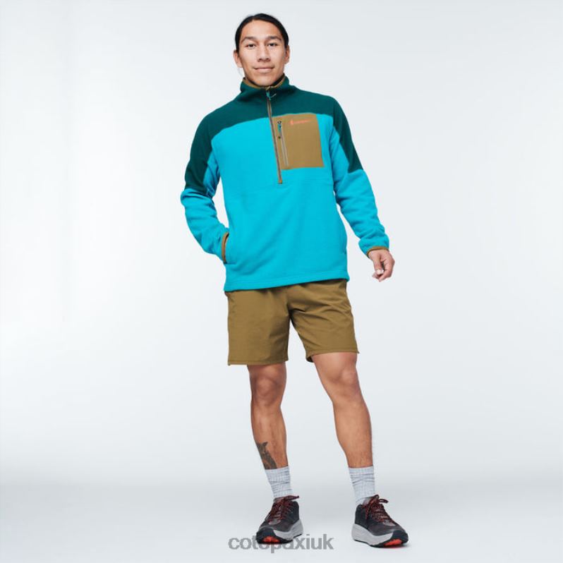 Cotopaxi UK - Deep Ocean-Blue Abrazo Half-Zip Fleece Jacket Men Brands Cotopaxi X4X0H468