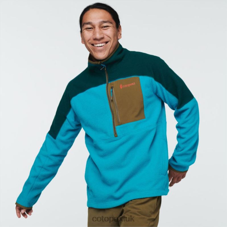 Cotopaxi UK - Deep Ocean-Blue Abrazo Half-Zip Fleece Jacket Men Brands Cotopaxi X4X0H468