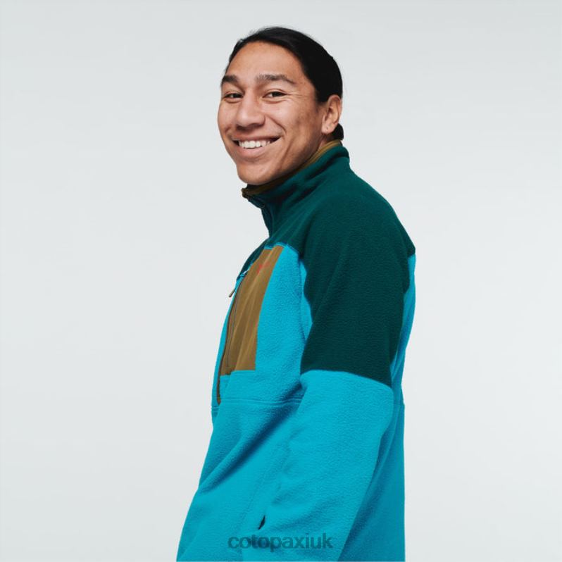 Cotopaxi UK - Deep Ocean-Blue Abrazo Half-Zip Fleece Jacket Men Brands Cotopaxi X4X0H468