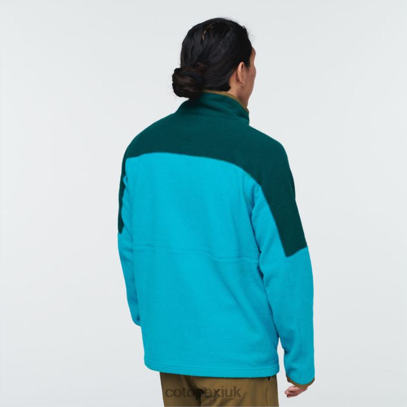 Cotopaxi UK - Deep Ocean-Blue Abrazo Half-Zip Fleece Jacket Men Brands Cotopaxi X4X0H468