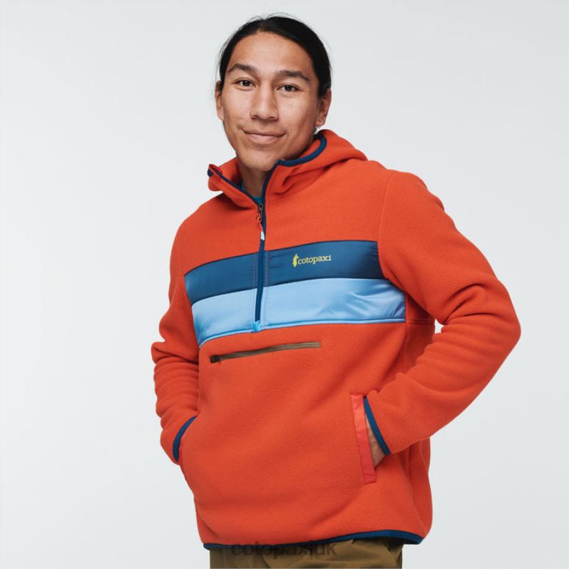 Cotopaxi UK - Red Hot Teca Fleece Hooded Half-Zip Jacket Recycled Men Collections Cotopaxi X4X0H464