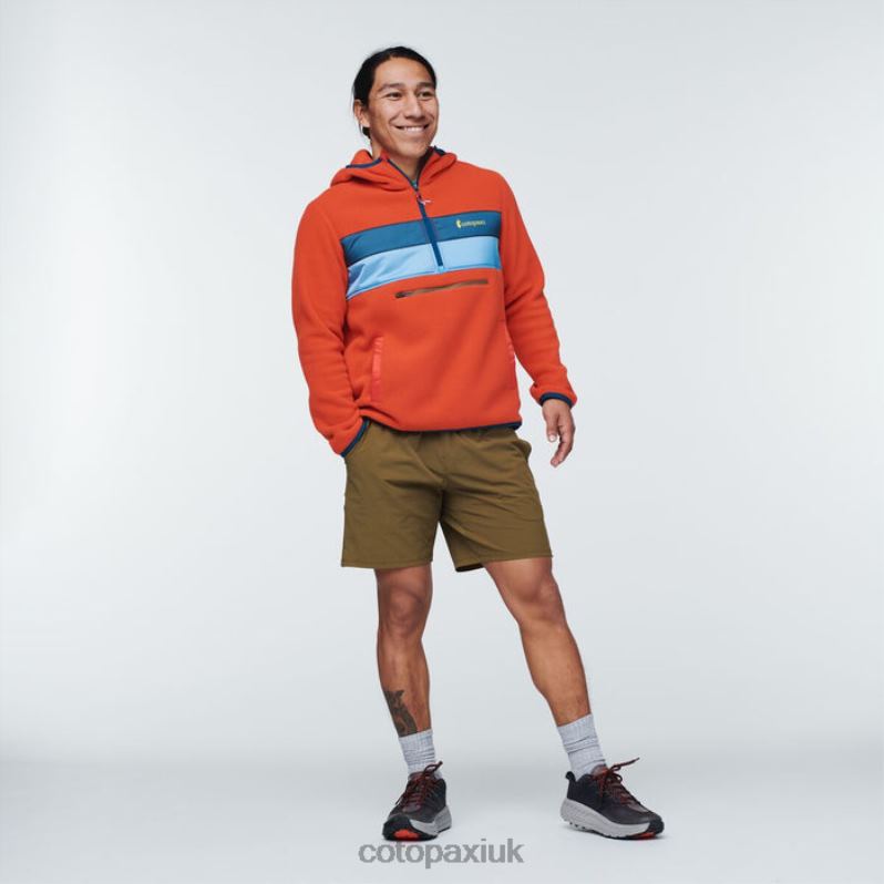 Cotopaxi UK - Red Hot Teca Fleece Hooded Half-Zip Jacket Recycled Men Collections Cotopaxi X4X0H464
