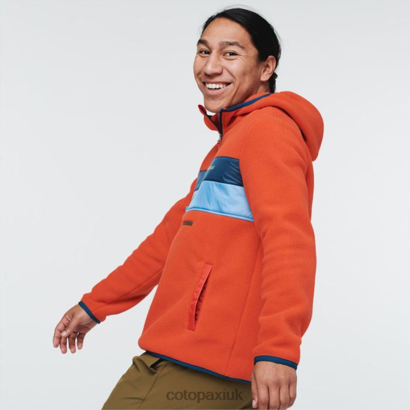 Cotopaxi UK - Red Hot Teca Fleece Hooded Half-Zip Jacket Recycled Men Collections Cotopaxi X4X0H464