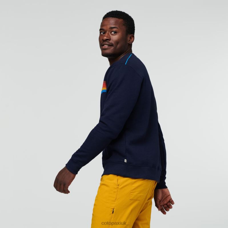 Cotopaxi UK - Origin On The Horizon Organic Crew Sweatshirt Men Maritime Cotopaxi X4X0H806