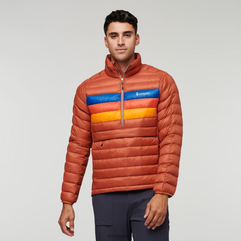 Cotopaxi Jacket UK - Fuego Down Pullover Men Spice Stripes Brands Cotopaxi X4X0H765
