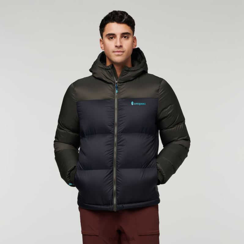Cotopaxi Jacket UK - Solazo Down Hooded Jacket Men Brand Iron-Black Cotopaxi X4X0H764