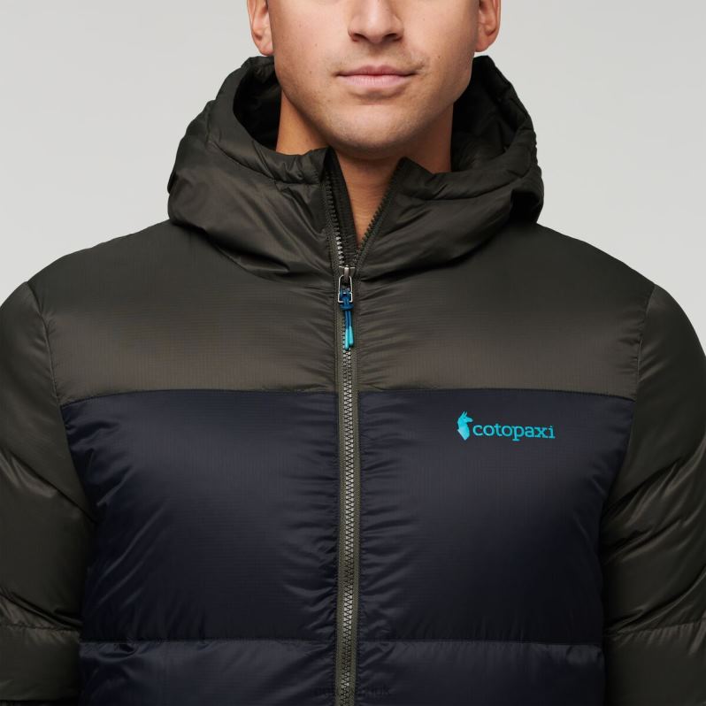 Cotopaxi Jacket UK - Solazo Down Hooded Jacket Men Brand Iron-Black Cotopaxi X4X0H764