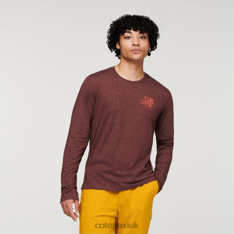 Cotopaxi UK - Hot Chestnut Hello Llama Long-Sleeve Organic T-Shirt Men Cotopaxi X4X0H316