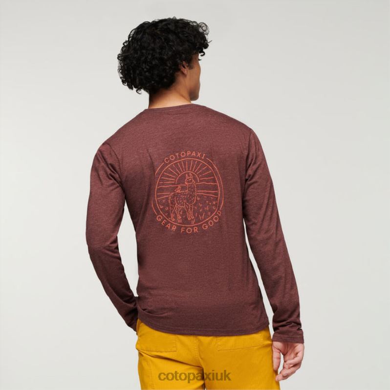 Cotopaxi UK - Hot Chestnut Hello Llama Long-Sleeve Organic T-Shirt Men Cotopaxi X4X0H316