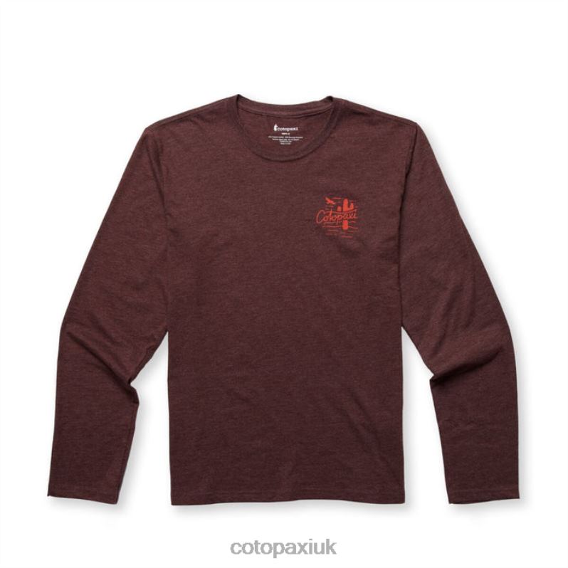 Cotopaxi UK - Hot Chestnut Hello Llama Long-Sleeve Organic T-Shirt Men Cotopaxi X4X0H316