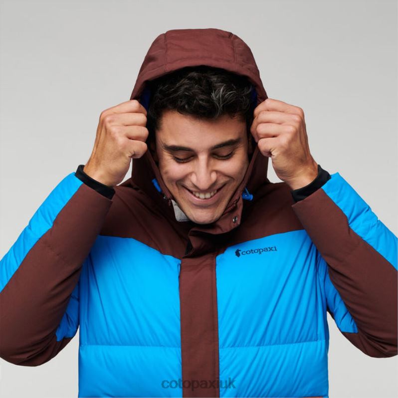 Cotopaxi UK - Chestnut-Saltwater Solazo Down Parka Men Collections Cotopaxi X4X0H420