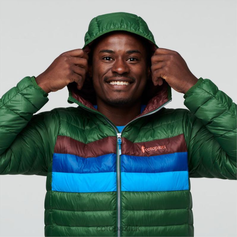 Cotopaxi UK - Fuego Hooded Down Jacket Men Forest Stripes Original Cotopaxi X4X0H403