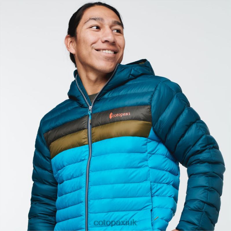 Cotopaxi UK - Fuego Hooded Down Jacket Men Hot Deep Ocean-Blue Cotopaxi X4X0H404
