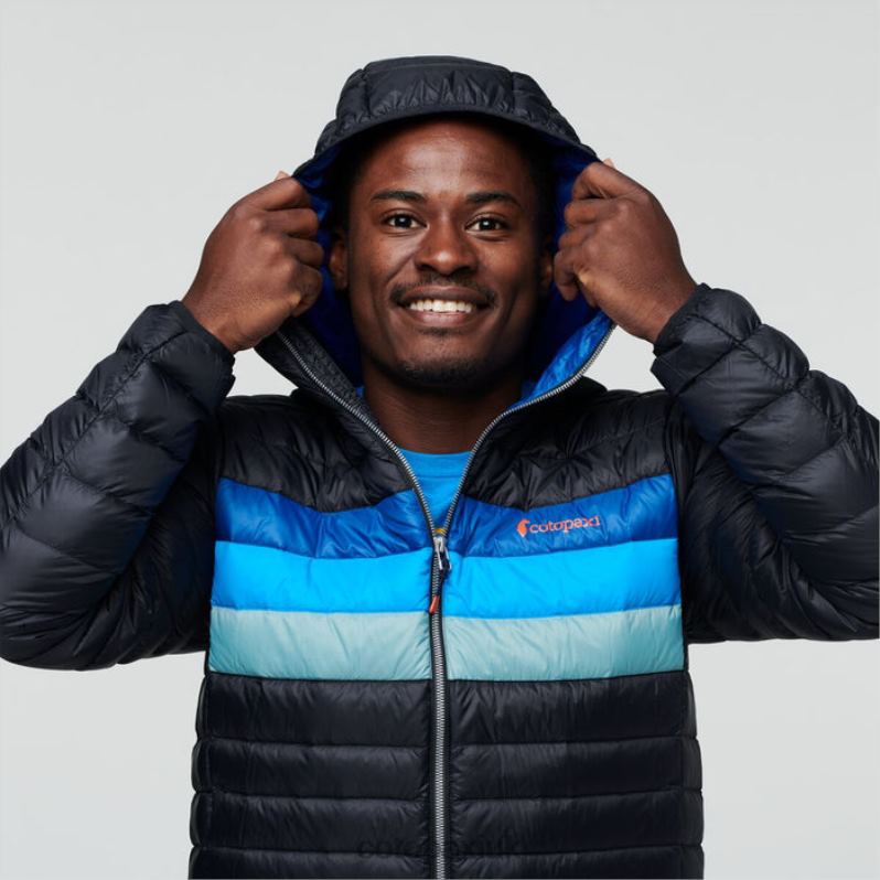 Cotopaxi UK - Origins Fuego Hooded Down Jacket Men Black-Pacific Cotopaxi X4X0H400