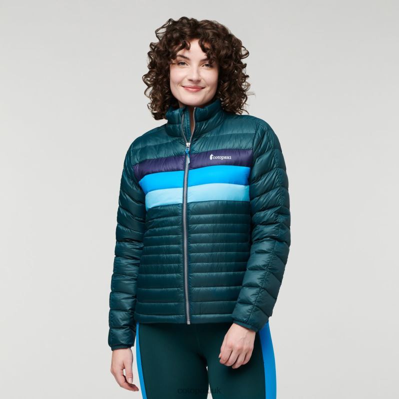 Cotopaxi Jacket UK - Deep Ocean Stripes New Fuego Down Jacket Women Cotopaxi X4X0H703