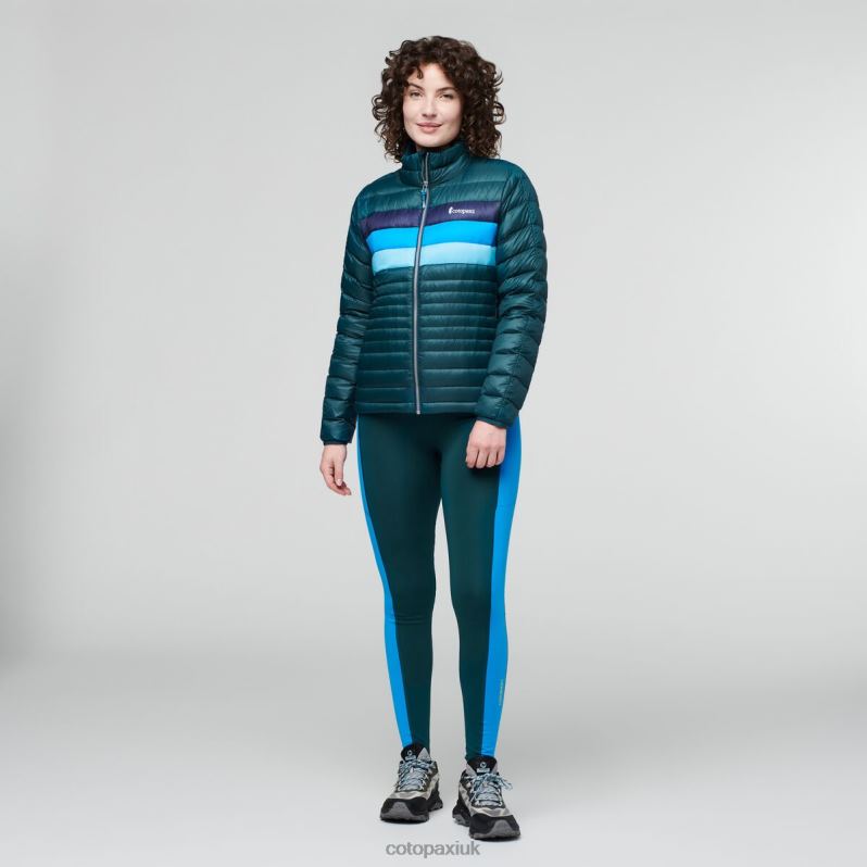 Cotopaxi Jacket UK - Deep Ocean Stripes New Fuego Down Jacket Women Cotopaxi X4X0H703