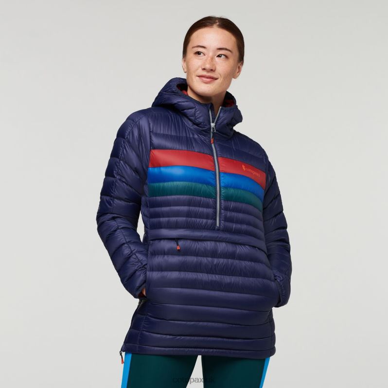 Cotopaxi Jacket UK - Maritime Stripes Fuego Down Hooded Pullover Women Origin Cotopaxi X4X0H674