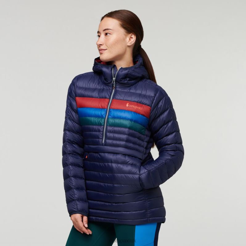 Cotopaxi Jacket UK - Maritime Stripes Fuego Down Hooded Pullover Women Origin Cotopaxi X4X0H674