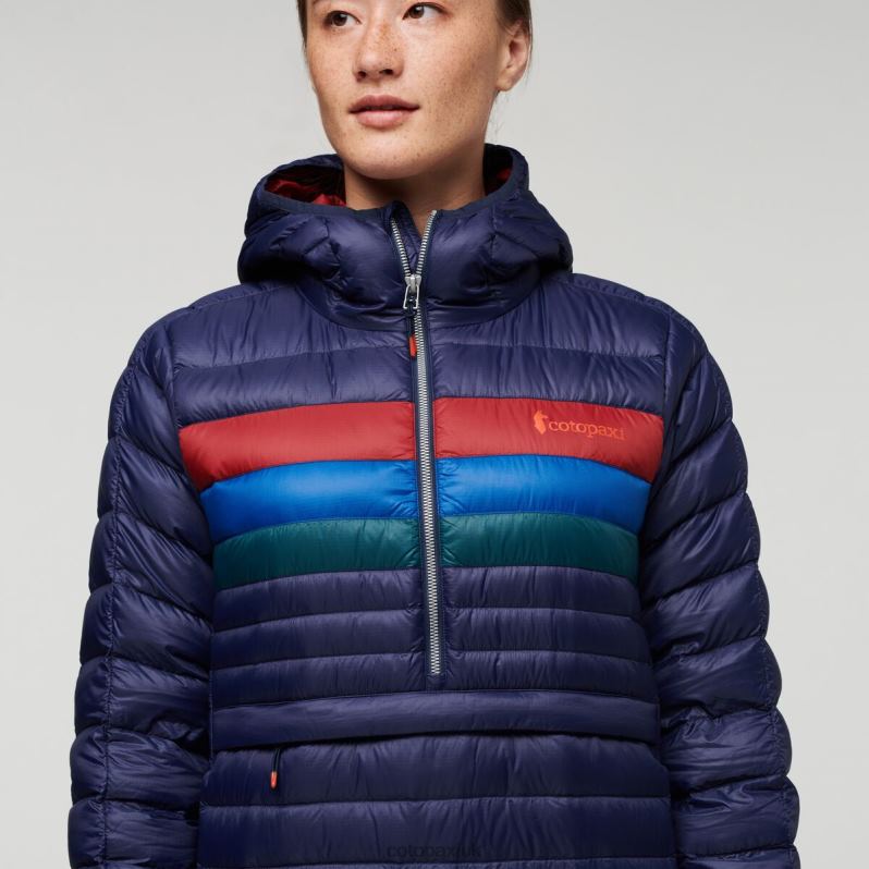 Cotopaxi Jacket UK - Maritime Stripes Fuego Down Hooded Pullover Women Origin Cotopaxi X4X0H674