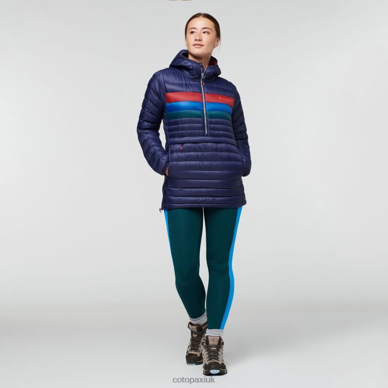 Cotopaxi Jacket UK - Maritime Stripes Fuego Down Hooded Pullover Women Origin Cotopaxi X4X0H674