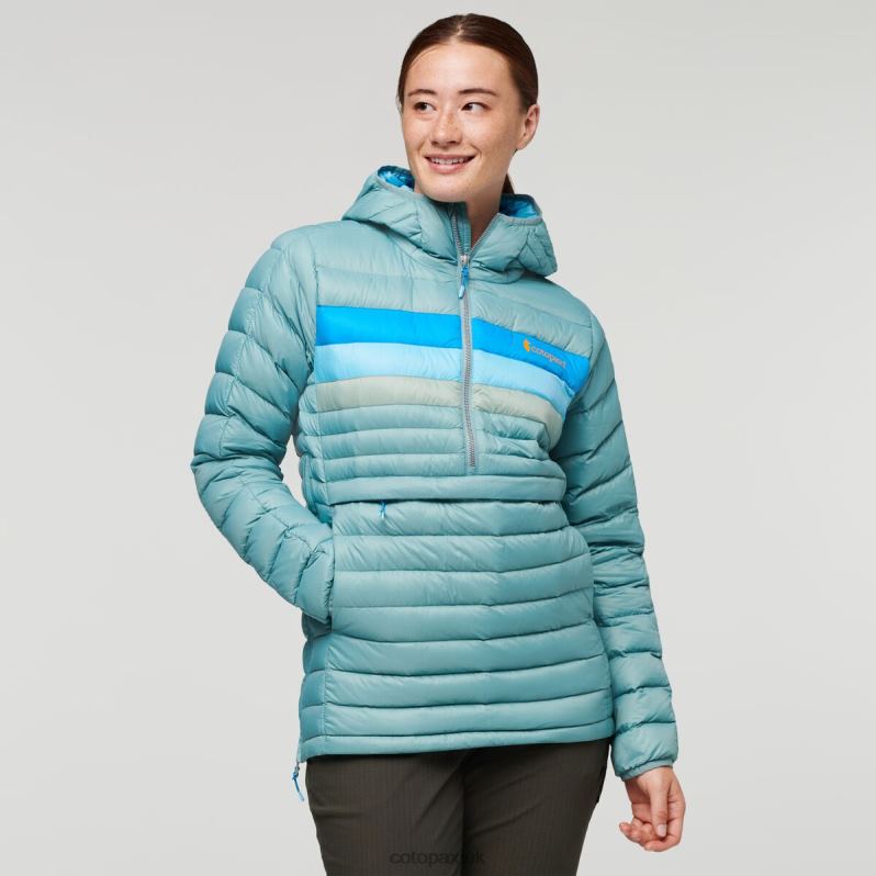 Cotopaxi Jacket UK - Origins Fuego Down Hooded Pullover Women Bluegrass Stripes Cotopaxi X4X0H675