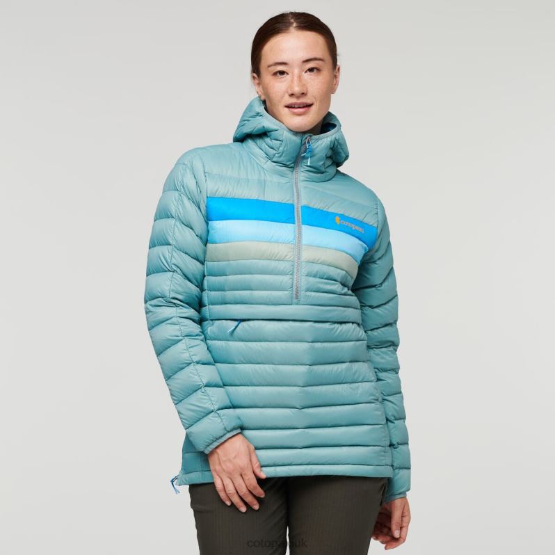 Cotopaxi Jacket UK - Origins Fuego Down Hooded Pullover Women Bluegrass Stripes Cotopaxi X4X0H675