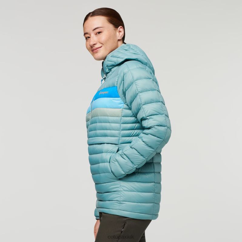 Cotopaxi Jacket UK - Origins Fuego Down Hooded Pullover Women Bluegrass Stripes Cotopaxi X4X0H675