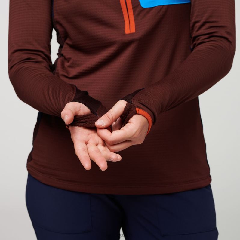 Cotopaxi Jacket UK - Otero Fleece Half-Zip Pullover Women Collections Chestnut-Maritime Cotopaxi X4X0H695