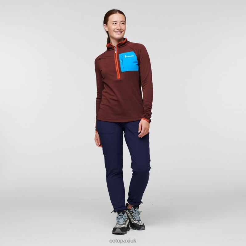 Cotopaxi Jacket UK - Otero Fleece Half-Zip Pullover Women Collections Chestnut-Maritime Cotopaxi X4X0H695