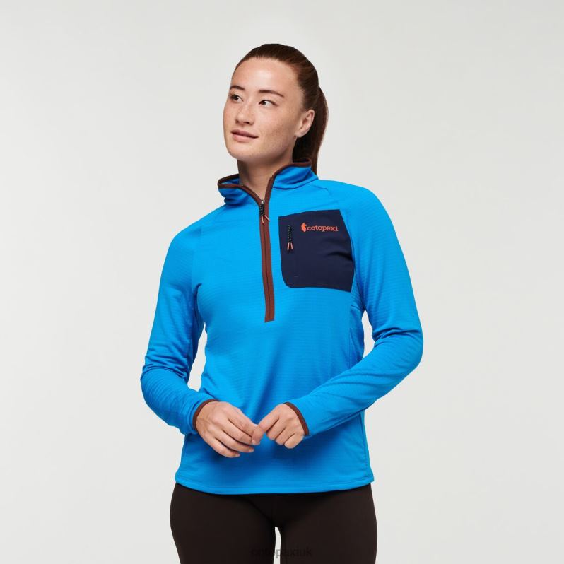 Cotopaxi Jacket UK - Otero Fleece Half-Zip Pullover Women Saltwater-Chestnut Collection Cotopaxi X4X0H694