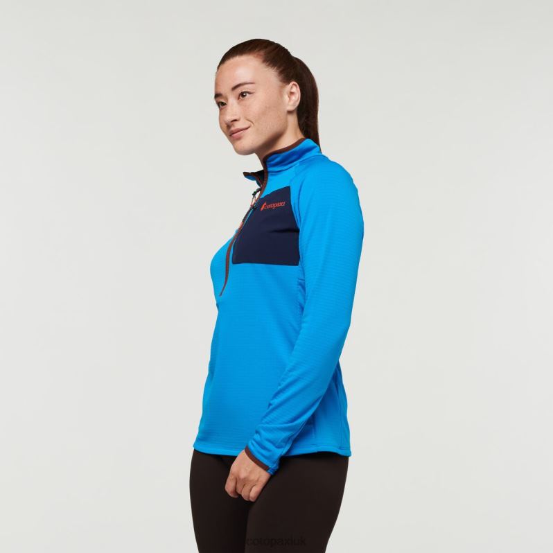Cotopaxi Jacket UK - Otero Fleece Half-Zip Pullover Women Saltwater-Chestnut Collection Cotopaxi X4X0H694