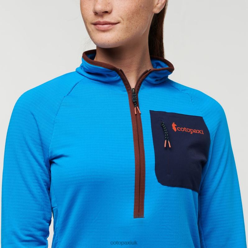 Cotopaxi Jacket UK - Otero Fleece Half-Zip Pullover Women Saltwater-Chestnut Collection Cotopaxi X4X0H694