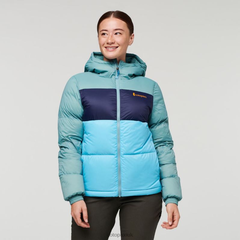 Cotopaxi Jacket UK - Solazo Down Hooded Jacket Women Collection Bluegrass-Blue Sky Cotopaxi X4X0H672
