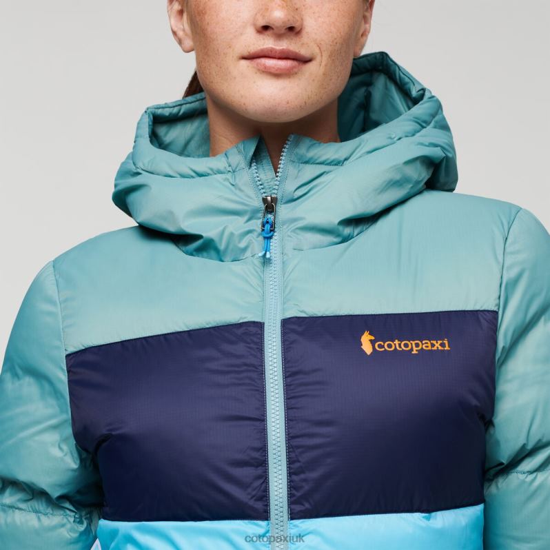 Cotopaxi Jacket UK - Solazo Down Hooded Jacket Women Collection Bluegrass-Blue Sky Cotopaxi X4X0H672