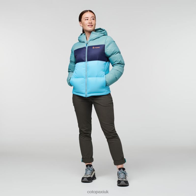 Cotopaxi Jacket UK - Solazo Down Hooded Jacket Women Collection Bluegrass-Blue Sky Cotopaxi X4X0H672