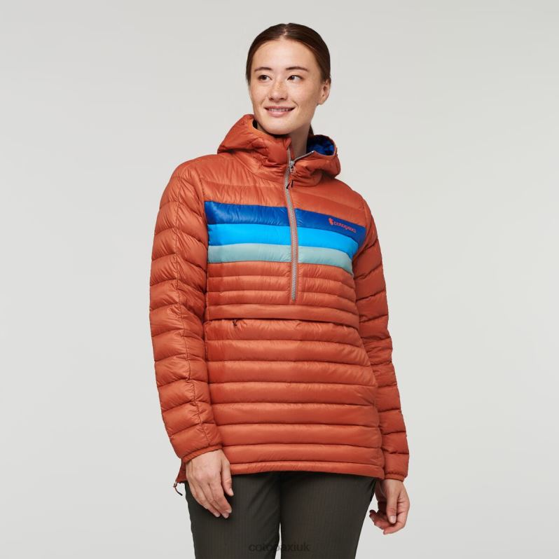 Cotopaxi Jacket UK - Spice Stripes Collections Fuego Down Hooded Pullover Women Cotopaxi X4X0H673