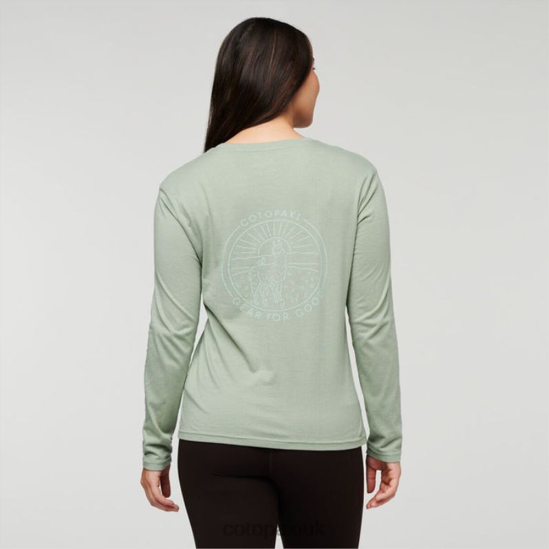 Cotopaxi UK - Brand Hello Llama Long-Sleeve Organic T-Shirt Women Silver Leaf Cotopaxi X4X0H181