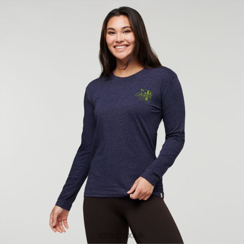 Cotopaxi UK - Brands Hello Llama Long-Sleeve Organic T-Shirt Women Maritime Cotopaxi X4X0H182