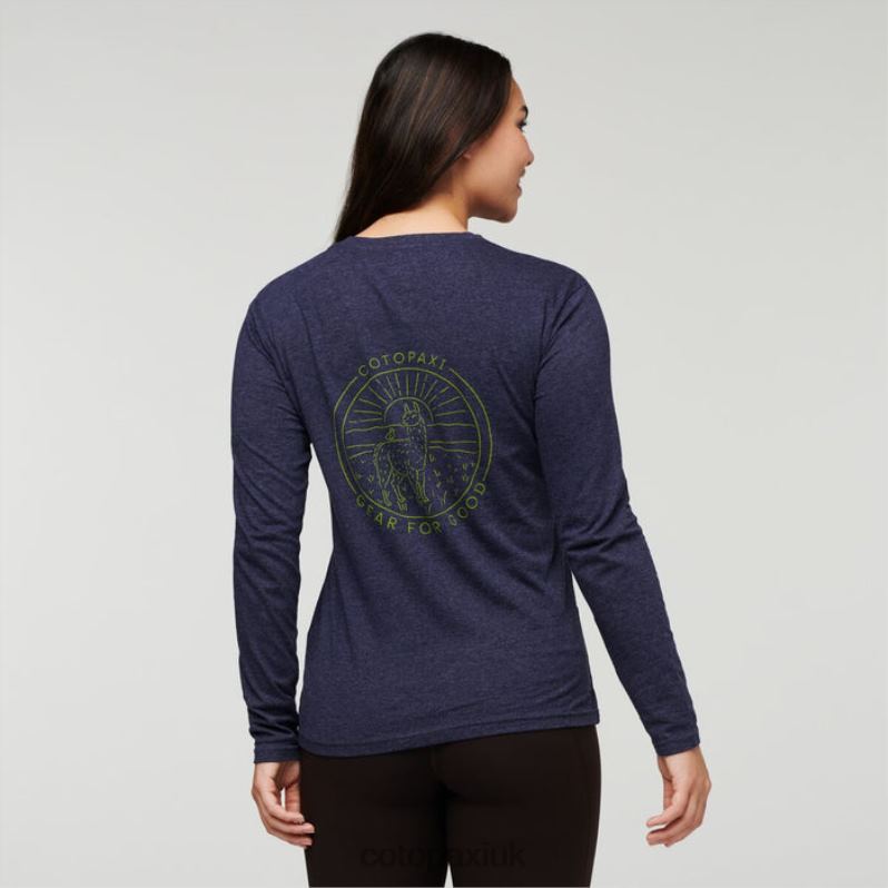 Cotopaxi UK - Brands Hello Llama Long-Sleeve Organic T-Shirt Women Maritime Cotopaxi X4X0H182