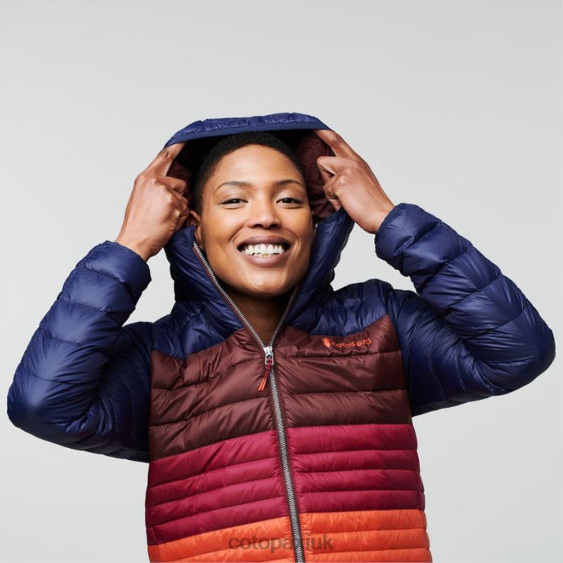 Cotopaxi UK - Maritime-Chestnut Fuego Down Hooded Jacket Colorblock Women Collections Cotopaxi X4X0H35