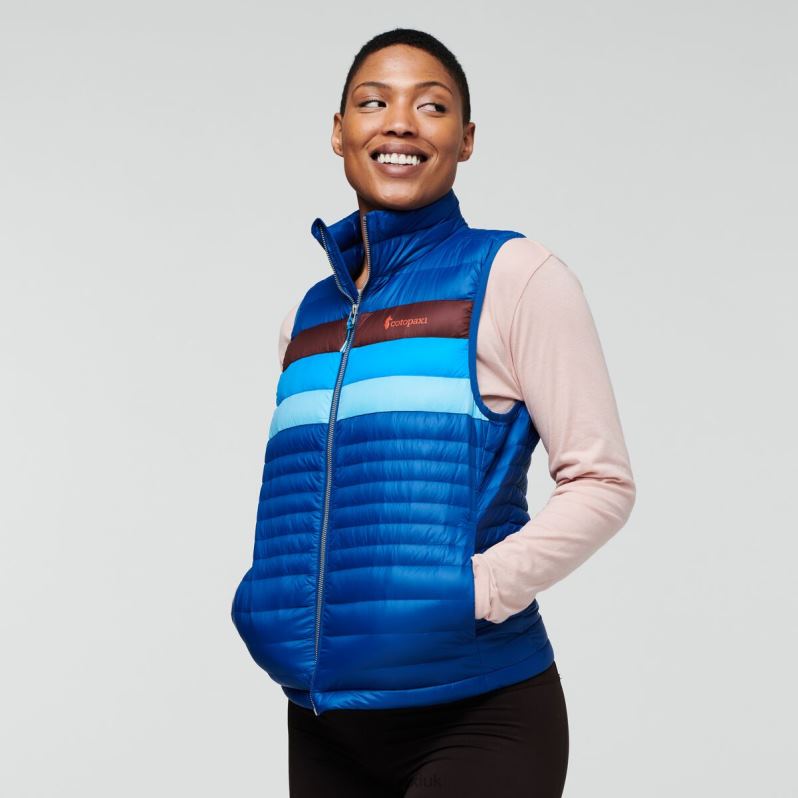 Cotopaxi UK - Fuego Down Vest Women Pacific Stripes Fashion Cotopaxi X4X0H715